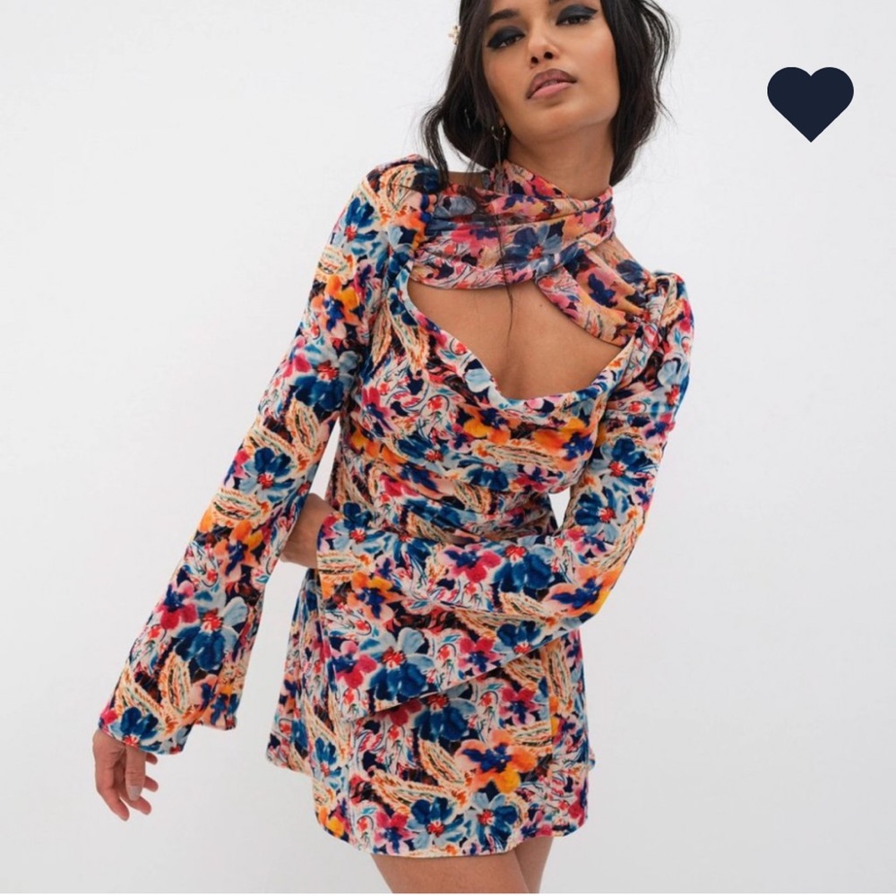 For Love And Lemons Multicolor Long Sleeve Dress